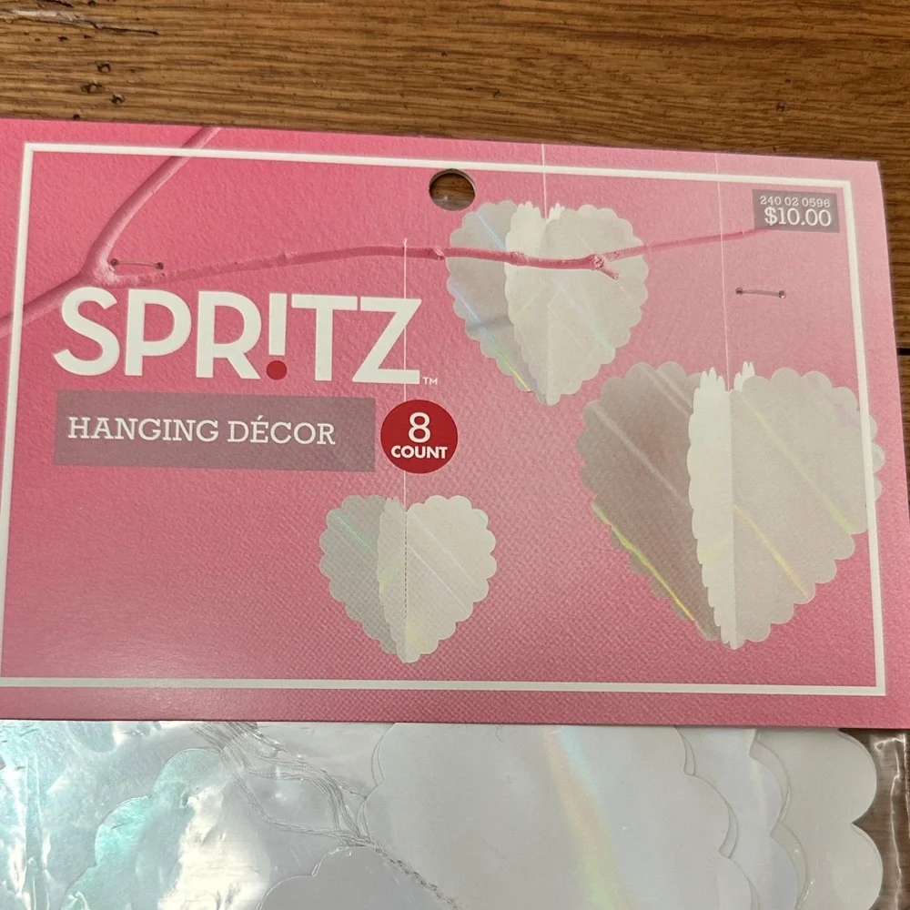 Spritz White Heart Hanging Decorations - 8 Pack